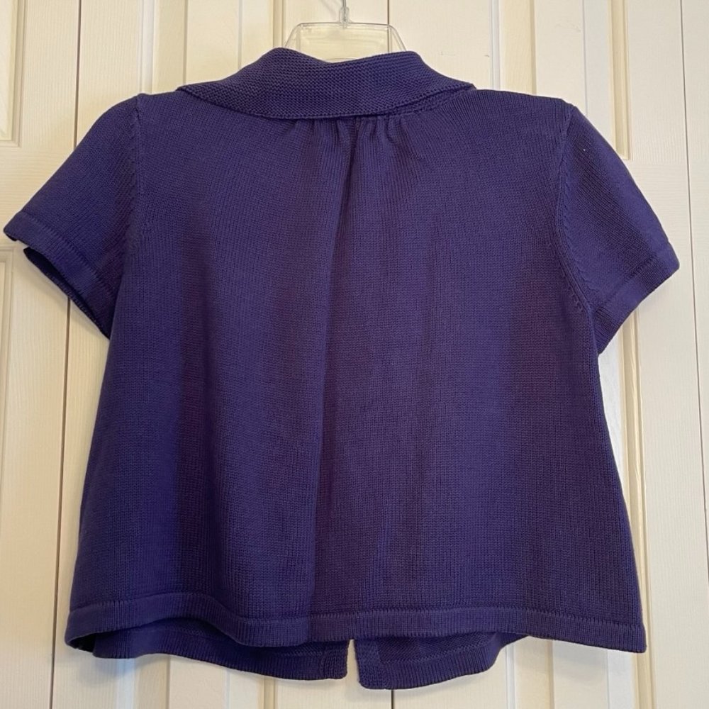 ELLE Purple Cardigan Short Sleeve Knit Crochet Sweater Button Top Size XL - Picture 7 of 10